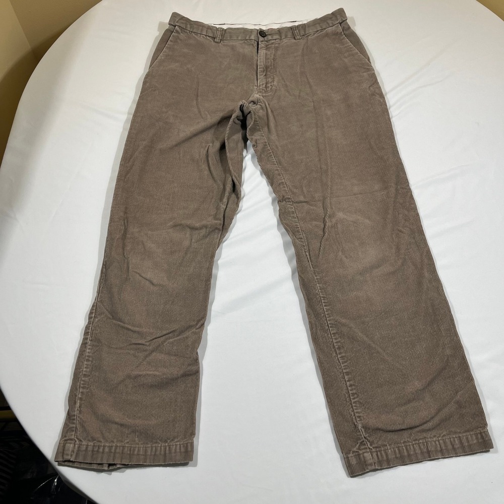 Haggar Corduroy Pants Mens 34x32 Taupe Brown Straight Leg Cotton Trousers